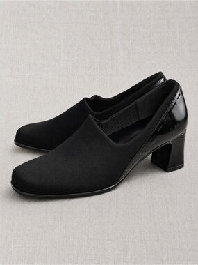 Elegant Black Low Block Heel Slip-On Pumps